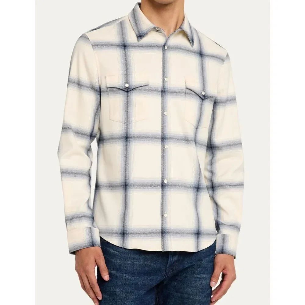 NEW NWT MONFRÈRE Eastwood Plaid Pearl Snap Shirt men’s S $298